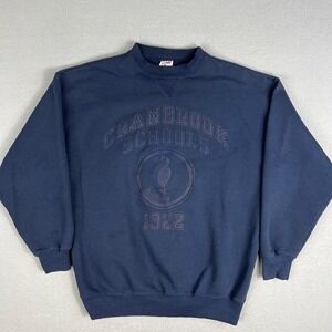 VTG Cranbrook Private Schools Sweatshirt Fits L Navy Blue Bloomfield Hills USA